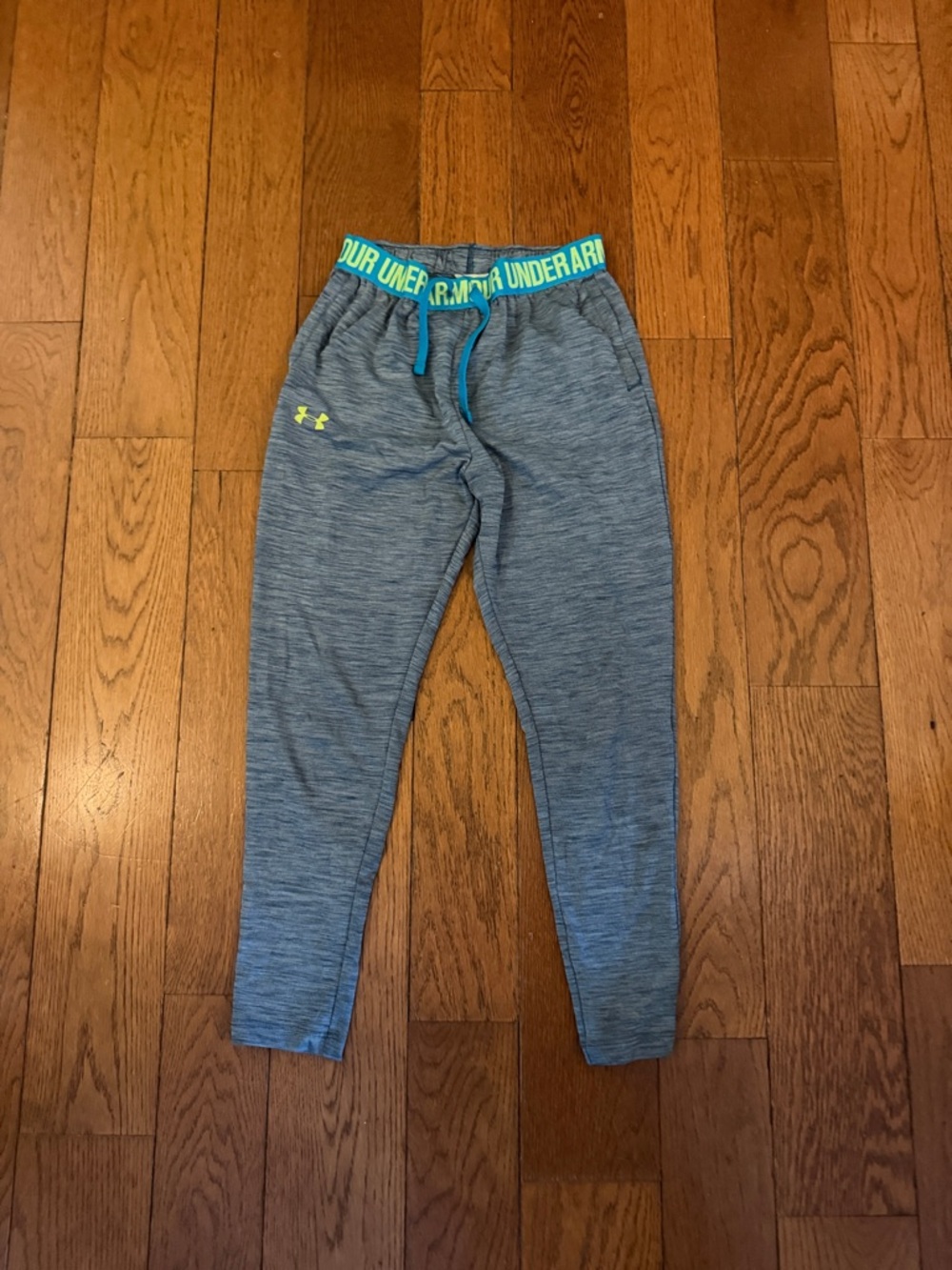 Under Armour Kids Gray Joggers with Neon Green Waistband